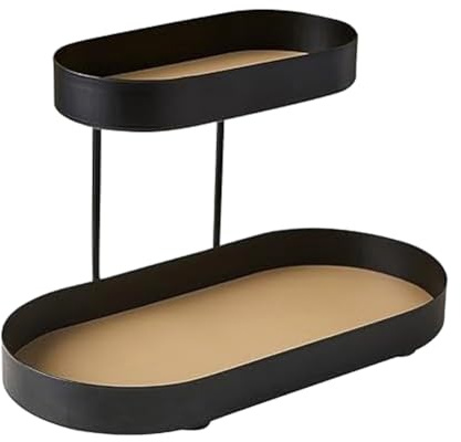 iFutniew Parfümständer aus Leder, , schwarz, für Kommode, doppelte schwarze Kosmetik-Parfüm-Aufbewahrung, einfache Installation, einfach zu bedienen