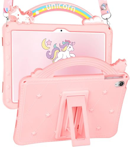 Phonebliss Funda para iPad de 10.9 pulgadas de 10.9 pulgadas, funda para iPad A16 de 11ª generación, bonita funda con soporte y correa, diseño único de dibujos animados kawaii 3D