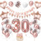 30. Geburtstag Deko Roségold, Luftballon Deko 30. Geburtstag Damen Frauen, Geburtstagsdeko 30 Jahr, Roségold Weiß Luftballons 30 Geburtstag mit Banner Geburtstag Tortendeko für Geburtstag Dekoration