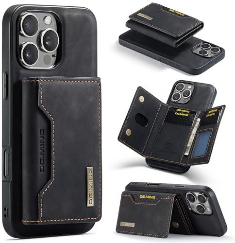 ZCDAYE Hülle für iPhone 16 Pro Max mit Kartenhalter, Leder iPhone 16 Pro Max Handyhülle Handytasche Edele Brieftasche, Stoßfeste Stabile Schutzhülle für iPhone 16 Pro Max (6.9 inch), Schwarz