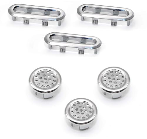 LERANXIN 6 Piezas Rebosadero Lavabo, Embellecedor Lavabo Agujero, Plástico ABS, Galvanizado, Diseño Cuadrado, Anillo Desbordamiento Lavabo, Apto para Lavabos de Baño, Piscinas