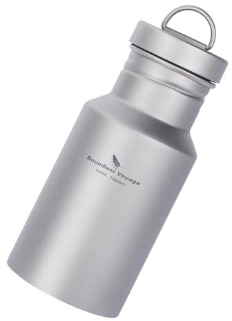 Boundless Voyage Botella de agua de titanio de 400 ml para acampar al aire libre de una sola capa botella de agua de metal boca ancha a prueba de fugas deporte ciclismo senderismo picnic escalada