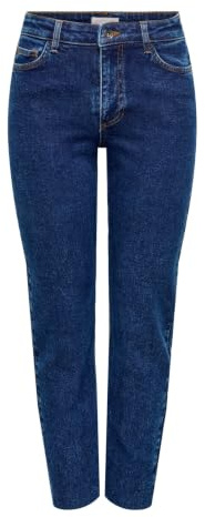 JDY Damen Straight Fit Jeans Jdylullu Hwstraight ANK JNS Dark Bl Noos