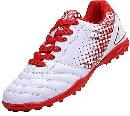 UK 1.5 Unisex Kid's Football Boots Shoes Boys and Girls Cleats Soccer Shoes Astro Turf Trainers Spikes Junior Sports Profession Competition Teenager Indoor Outdoor Athletic Sneakers #A1_Red