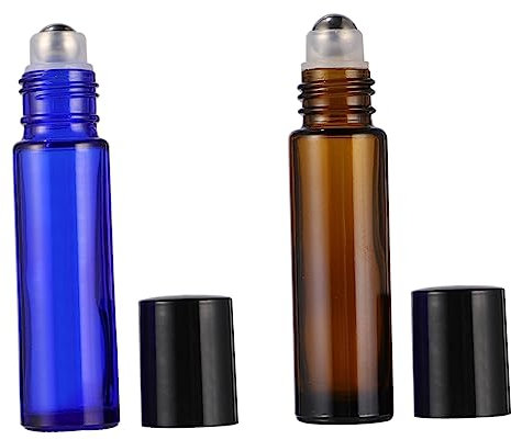 DEARMAMY 16pièces Flacons Vides Plastique Noir Lot De Flacons à Bille Pour Huiles Essentielles Rechargeables Pour Maison Voyages