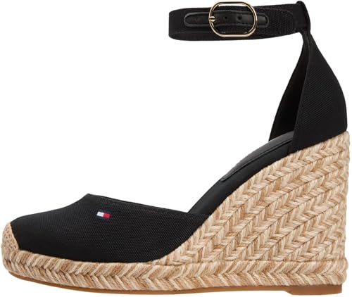 Tommy Hilfiger Damen Wedge Sandalen High Closed Toe mit Keilabsatz, Schwarz (Black), 35