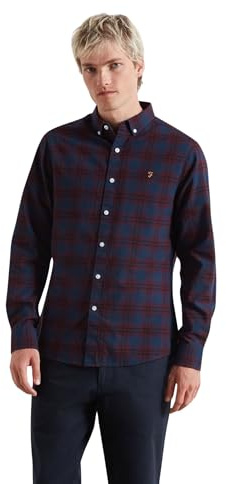 Farah Men's Brewer Check Organic Cotton Long Sleeve Shirt