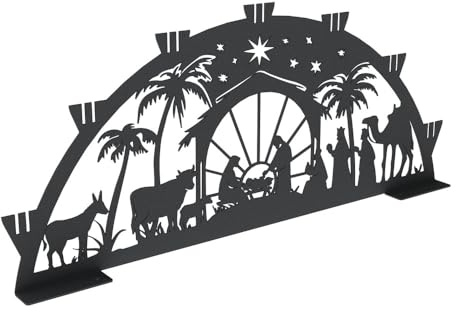KNOBLOCH Schwibbogen aus Metall Winter-Motiv | für Innen | Schwarz | Outdoor | Weihnachtsdeko für Fenster, Garten und Balkon | Weihnachtsbeleuchtung (60 cm, Weihnachten)
