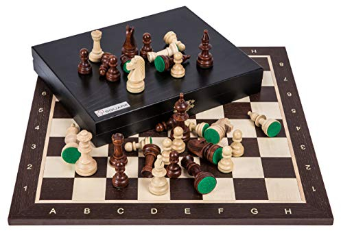 Square - Profesional Ajedrez de Madera Nº 5 - Wenge Lux - Tablero de ajedrez + Figuras - Staunton 5
