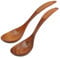 HugeStore 2 Pcs Chinese Style Handcrafted Wooden Wood Soup Spoon