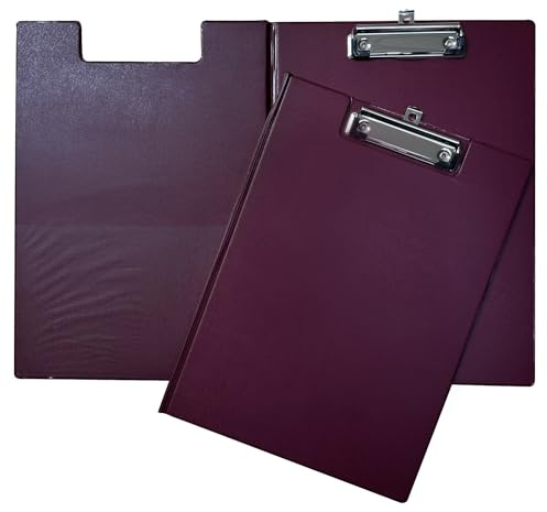 Janrax Burgundy Foldover Clipboard – A4 Folding Clipboard with Front Cover, Inside Pocket & Hanging Hook