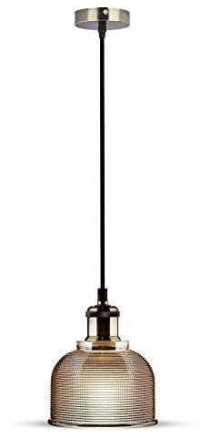 V-TAC SKU.3732 Pendelleuchte, Glas, E27, Bernstein VT-7150, Kunststoff und andere Materialien, Beige, Höhe x Breite x Tiefe: 145 mm x 160 mm x 1050 mm