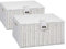 ARPAN 2 x Resin Woven Storage Hamper Basket Box With Lid & Lock (White - Large)