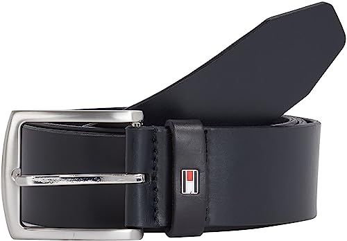 Tommy Hilfiger Cinturón Hombre New Denton Belt 4.0 Cinturón de piel, Azul (Midnight), 100 cm