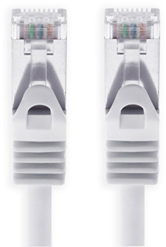 1m - weiss - 1 Stück CAT.7 Netzwerkkabel Sftp (Rohkabel) Patchkabel (SET) 10000Mbit/s - 500 MHz konfektioniert mit 2 RJ45 Stecker Cat6a