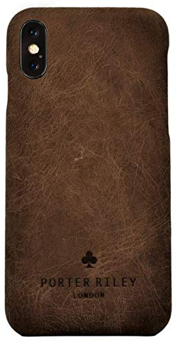 PORTER RILEY - Leather Case for iPhone X/iPhone Xs. Premium Genuine Leather Slimline Back Case (Chocolate Brown)