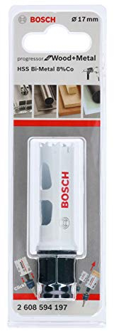Bosch Professional Progressor for Wood and Metal Sierra de corona (para madera y metal, diámetro 17 mm, accesorios para taladro)