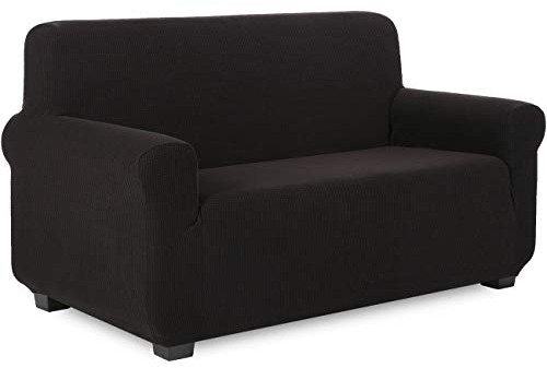 TIANSHU Sofabezug 2 sitzer, Stretch Spandex Couchbezug Sesselbezug Elastischer Antirutsch Stretchhusse Weich Stoff,Jacquard-Stretch-Sofabezug, Schonbezug für Sofa-Sofahalter(Schwarz)