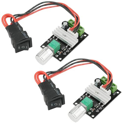 BGTXINGI 2PCS DC Motor Governor 6V12V24V 3A Adjustable Speed Controller Regulation Switch 1203BB Variable Speed Pulse Positive Inversion Control Switching Button with Speed Control Knob