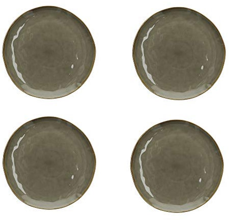 Set di 4 piatti piatti da concerto Rose e Tulipani, 27 cm, grigio/talpa