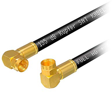 HB-DIGITAL Cavo antenna satellitare HDTV in puro rame a 5 schermature, 2 connettori a compressione angolari a 90°, placcato oro, max 135dB RG6, cavo coassiale 1080p Full HD 3D UHD Ultra 4K F maschio