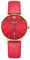 Kistanio Damenuhr Petit Goldfarben Edelstahl Saphirglas mit rotem Lederband GO-RTS-L-RTN