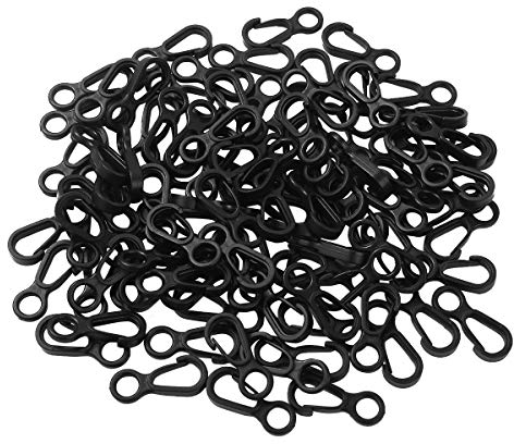 Aislor 10/50/100 x Karabiner Kunststoff Klein Mini Karabiner Haken Schlüsselanhänger mit O-Ringe aus Nylon für Camping Reisen Wandern Schwarz 100PCS One Size