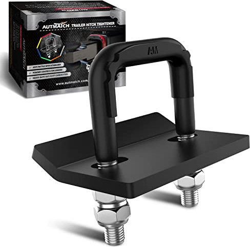 AUTMATCH Anhängekupplungsspanner Anti-Rassel Klemme Heavy Duty Stahl Stabilisator Autozubehör für 1,25 und 2 Zoll Anhängerkupplungen Anti-Rost Doppelbeschichtung Schutz Matt Schwarz