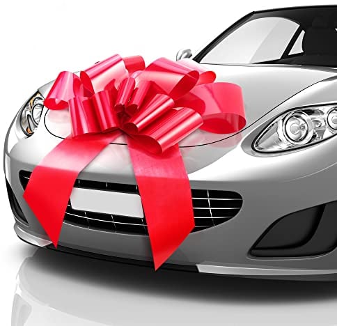 Mata1 – Riesige Autoschleife – Rot, 76 cm – Große Geschenkschleife für große Geschenkdekorationen – Riesige Größe für drinnen und draußen