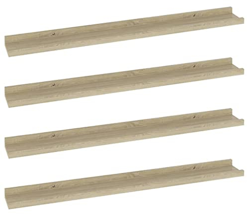 vidaXL 4X Wandregal Bücherregal Wandboard Schweberegal Hängeregal Dekoregal Freischwebend Regal Büroregal Wandablage Sonoma-Eiche 80x9x3cm