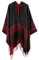 Superora Poncho Châle Elégant Chaud Ouvert à Carré Automne Hiver Femme (Rouge)