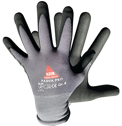 Hase Montagehandschuh Padua pro, aus Nylon Strickgewebe, Micro-Nitril Schaum Beschichtung an Handinnenfläche und Fingerkuppen, dies bietet eine hohe Weiterreißfestigkeit (10, 10)