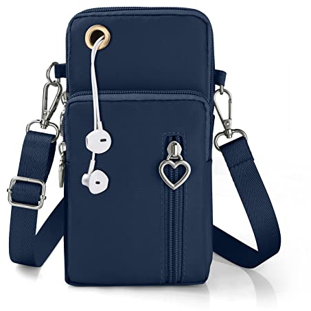 Aucuu Petit Sacoche Telephone Portable Femmes, Sac Téléphone Portable Femme avec Bandoulière Réglable, Oxford Tissu Crossbody Pochette Sacoche Running Armbag pour Téléphone 7''(avec Prise Casque)