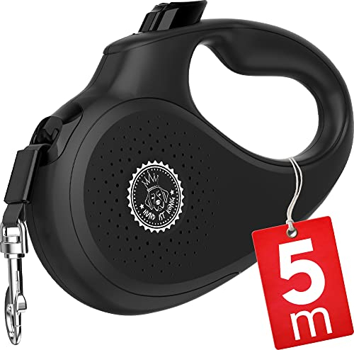 HUND IST KÖNIG® Rollleine Hundeleine 5m für kleine & große Hunde | Hochwertige Hundeleine ausziehbar mit bequemen Griff | Robuste Ausziehleine | 15-50kg