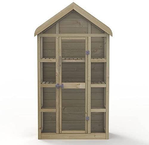 Forest Garden Georgian Wall Greenhouse with Auto Vent, Green/Natural timber