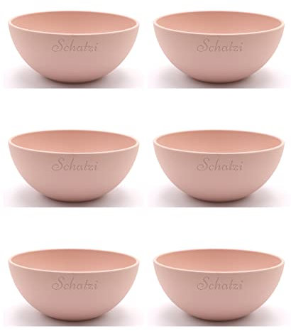 Magu 6x Personalisierte Müslischüssel Gravur 16cm mit Namen Biopolymer | Osternest Bio Kunststoff 100% Erdölfrei Schüssel - Individuelle Namensgravur 140062 kirschblüte