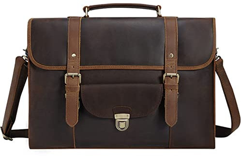 Herren Laptoptasche Arbeitstasche Handtasche, Herrenhandtasche aus echtem Leder 15,6 Zoll Laptop Messenger Umhängetasche Convertible Rucksack Büro Aktentasche Business Umhängetasche Laptop Businesstas