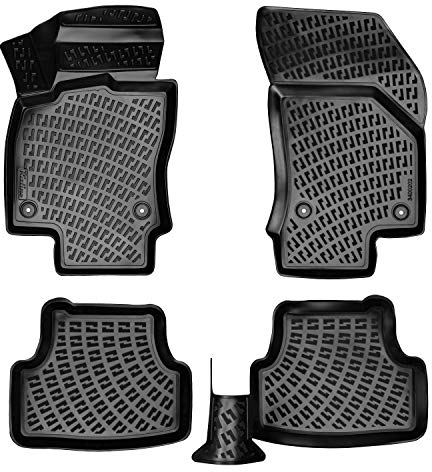 Matnamis 3D Auto Gummimatten Set passend für VW T-Cross ab 2018 / Seat Arona ab 2017 / Seat Ibiza 5 ab 2017 / VW Polo 6C ab 2017 Passgenaue Fußmatten 4-teilig Auto PKW-Fußraummatten