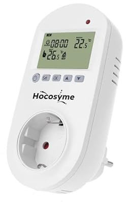Hocosyme Infrarotheizung Thermostat Steckdose, Steckdosenthermostat Programmierbare für Elektrische Heizung, Geeignet für Elektroöfen, Klimaanlagen, Infrarotheizung