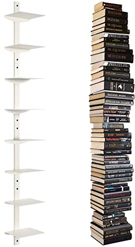 ART-GIFTREE Schwebende Bücherregale für die Wand, 8 Etagen, unsichtbares schwebendes Bücherregal, vertikaler Buchturm, Wandmontage und platzsparend, robuster Metall-Bücher-Organizer für Zuhause, Büro