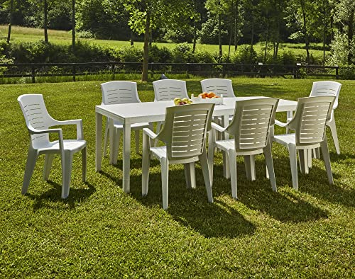 Dmora - Gartentisch Susa, Rechteckiger ausziehbarer Esstisch, ausziehbarer Gartentisch, 100 % Made in Italy, 150x90h72 cm, Weiß