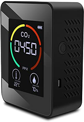 Moniteur de qualité de l'air Détecteur portatif de dioxyde de carbone 3-en-1 CO2 Température Humidificateur Détection TVOC avec écran LCD pour voiture de bureau à domicile