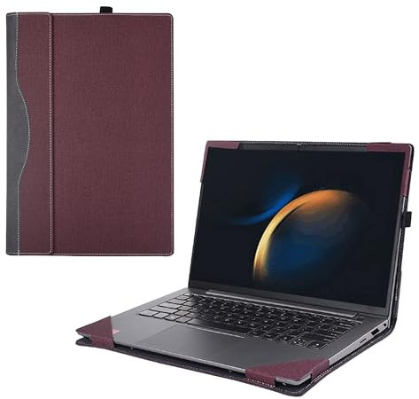 RUNMEIJIA Case Cover for 16 Inch Samsung Galaxy Book5/4/3 Pro 360 & Galaxy Book4/3 Pro, 2-in-1 Sleeve, PU Leather Shell Case (Wine Red)