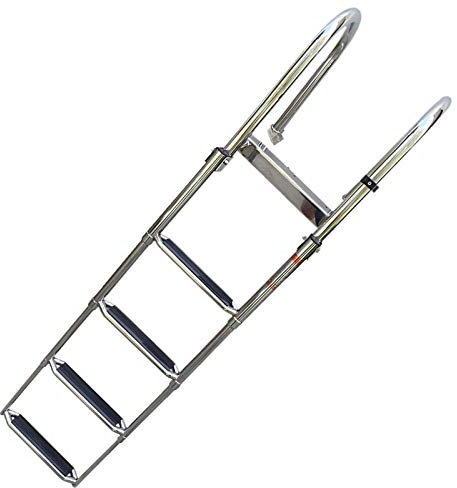 GGZONE 4 Steps Boat Swim Ladder Telescoping, Under Platform Boat Ladder, Swim Platform Folding Stainless Ladder beautiful scenery