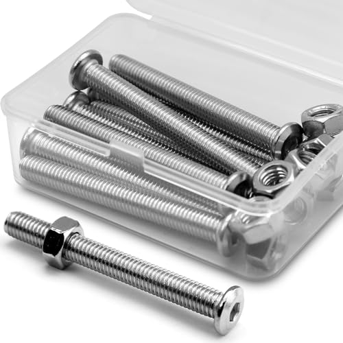 (10 Ensembles) Vis M8 x 60mm en Acier Inoxydable 304 Avec tête Plate Hexagonale et écrous - Connecteurs de Mmeubles