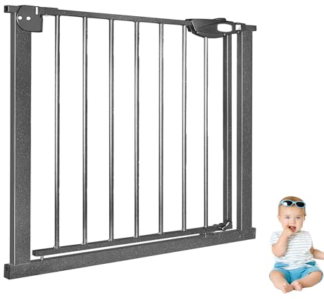 XINZI Treppenschutzgitter Baby Türschutzgitter Ohne Bohren 75-85 cm Absperrgitter Auto-Close Treppengitter Kindergitter 180° Zweiwegeöffnung Türgitter Metall Gitter Haustier, Schwarz