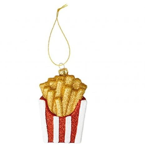Weihnachtskugel zum Aufhängen, Pommes Frites, Glitzer, Dekoration