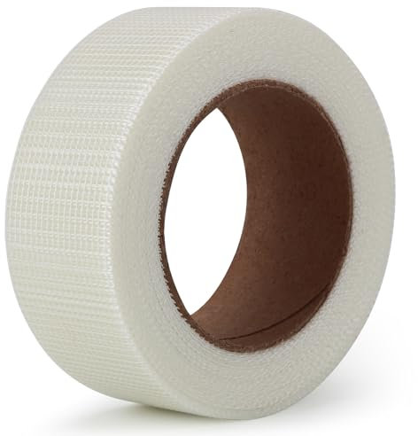 LLPT Drywall Repair Fiberglass Tape 50mm x 30m Industrial Grade Extra Strength Fiber Mesh Heavy Duty Self Adhesive for Seam Patch Wall Crack Seam Repair Color White (DRF210)
