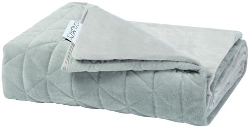 Calmzy Fleece Bettbezug für Gewichtsdecke 150x200cm - Bezug für Schwere Decke für erholsamen Schlaf & schnelles Einschlafen - Therapiedecke für Erwachsene – Weighted Blanket - Grau/Hellgrau