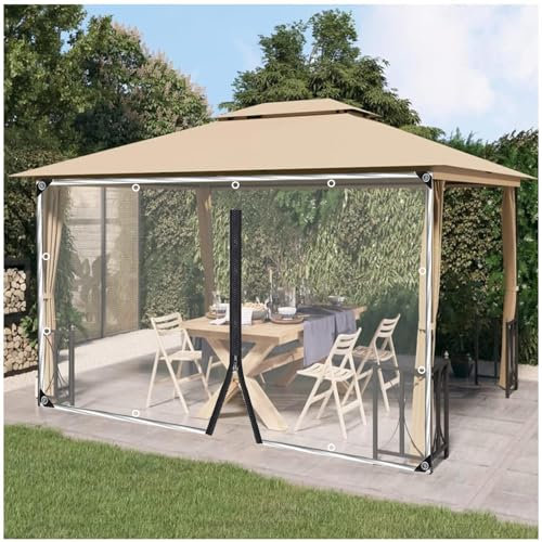 Xrdbfd Transparent Tarpaulin Side Panels, Clear Tarp Curtains With Zip, Heavy Duty Waterproof Tarpaulin Cover With Eyelets, Outdoor Pergola/gazebo Side Curtains,WxH-2.8x2.1m/9.2 * 6.9ft